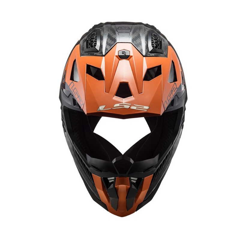 Kaciga za motocross LS2 MX703 C X-Force Victory crna-titan-narančasta