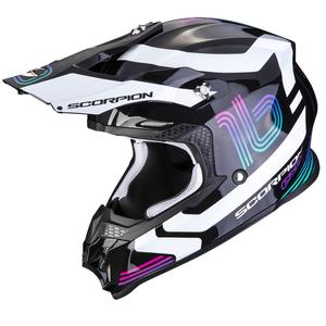 Motocross kaciga Scorpion VX-16 EVO AIR TUB crno-bijelo-roza metalik