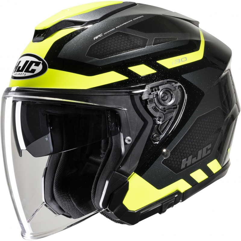 Otvorena motociklistička kaciga HJC i30 Aton MC3H crno-siva-fluo žuta