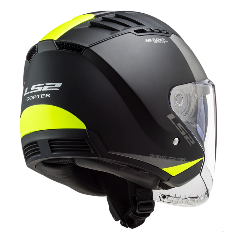 Otvorena motociklistička kaciga LS2 OF600 Copter II Urbane 06 crno-fluo žuta