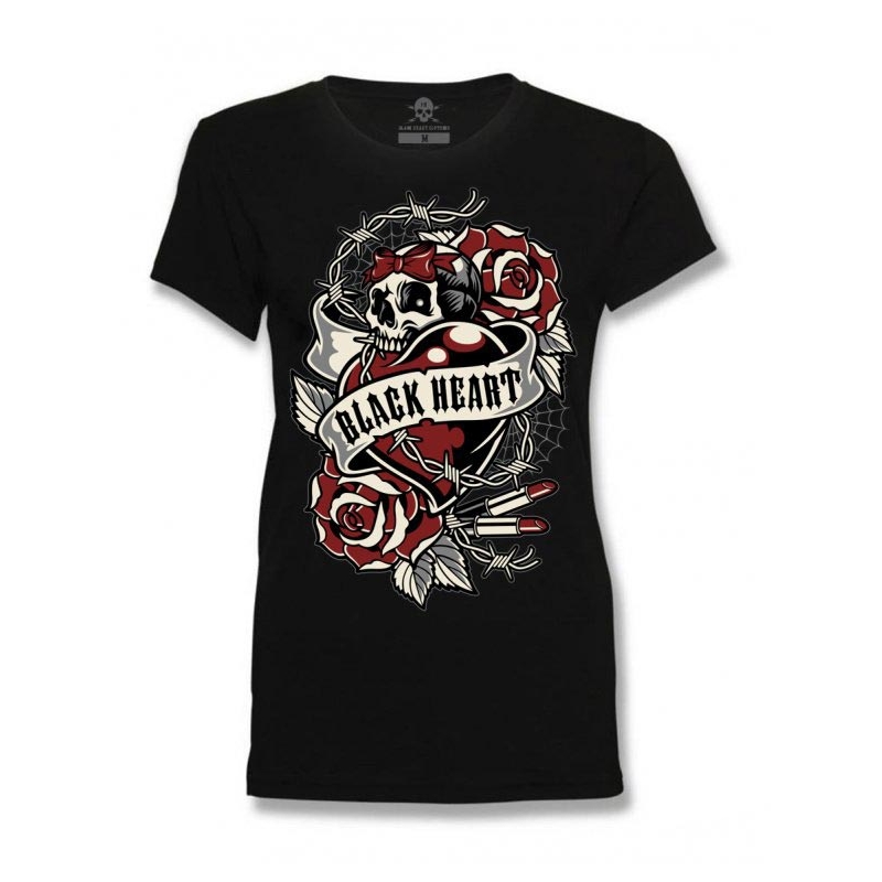 Ženska majica kratkih rukava Black Heart Heart Rose