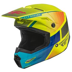 Motocross kaciga FLY Racing Kinetic Drift plavo-fluo žuto-siva
