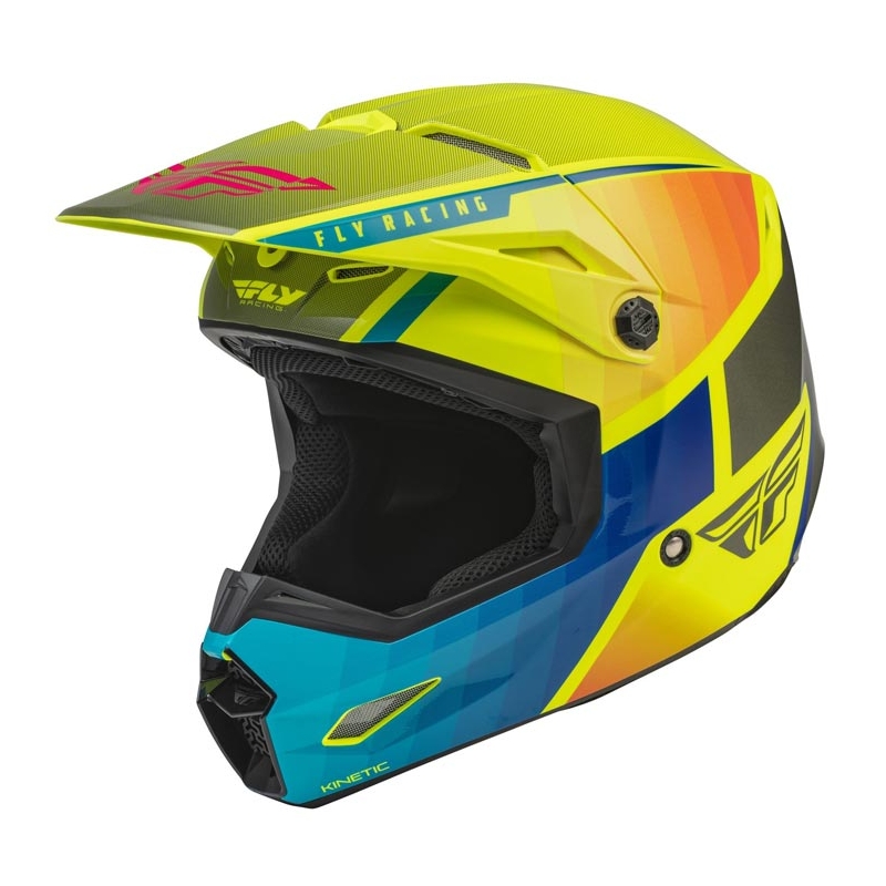 Motocross kaciga FLY Racing Kinetic Drift plavo-fluo žuto-siva