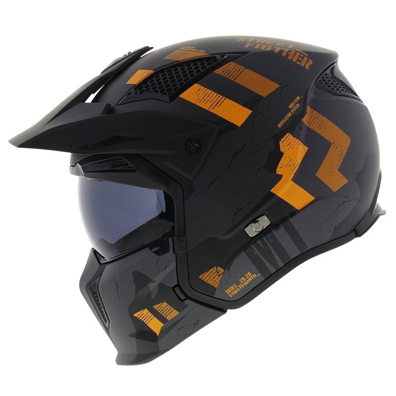MT Streetfighter SV S Skull A12 sivo-narančasta otvorena kaciga