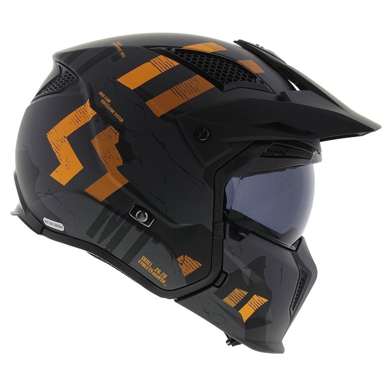 MT Streetfighter SV S Skull A12 sivo-narančasta otvorena kaciga
