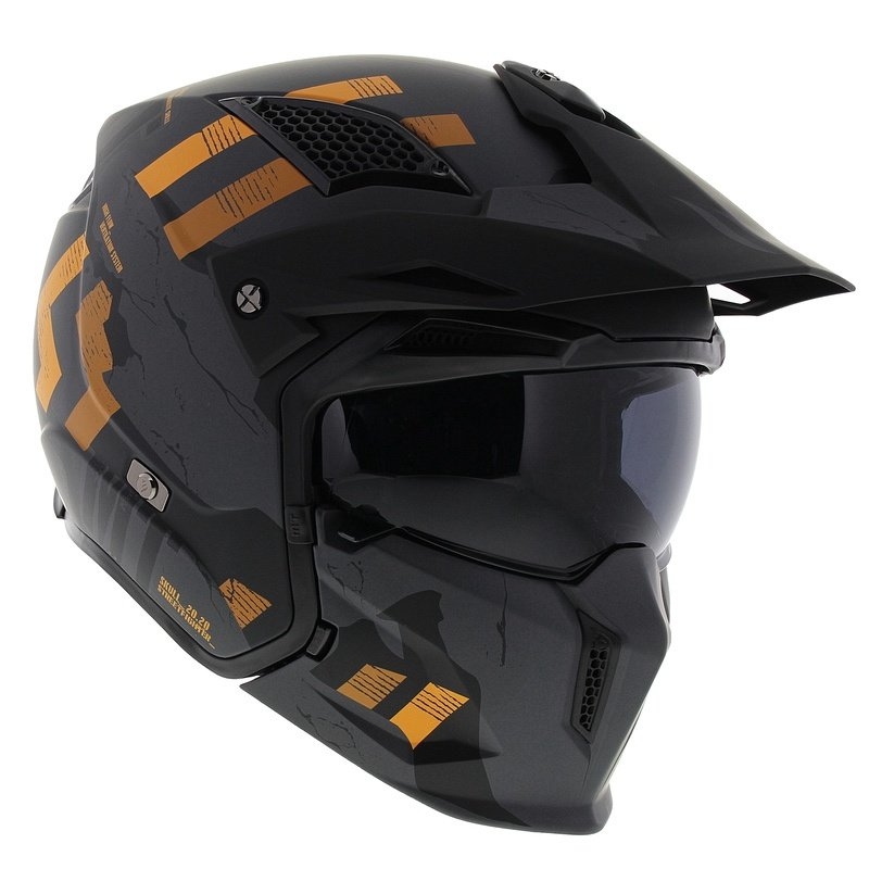 MT Streetfighter SV S Skull A12 sivo-narančasta otvorena kaciga
