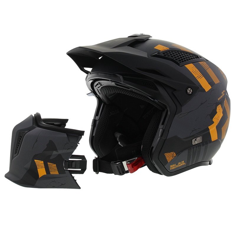 MT Streetfighter SV S Skull A12 sivo-narančasta otvorena kaciga