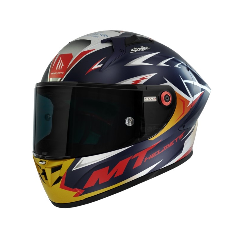 Integralna motociklistička kaciga MT FF103PLUSC KRE+ Carbon Acosta A37 plavo-bijelo-narančasta mat