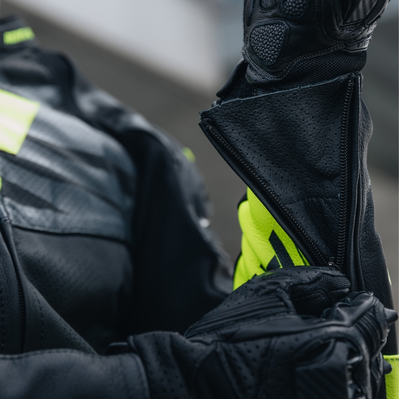 Kožna motoristička jakna Rebelhorn Vandal crno-fluo žuta rasprodaja