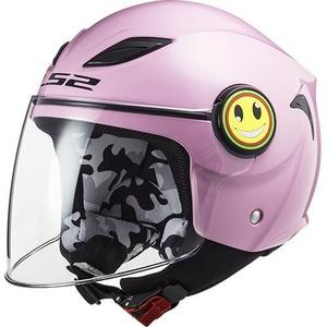Dječja otvorena motociklistička kaciga LS2 OF602 Smiješna sjajna ružičasta