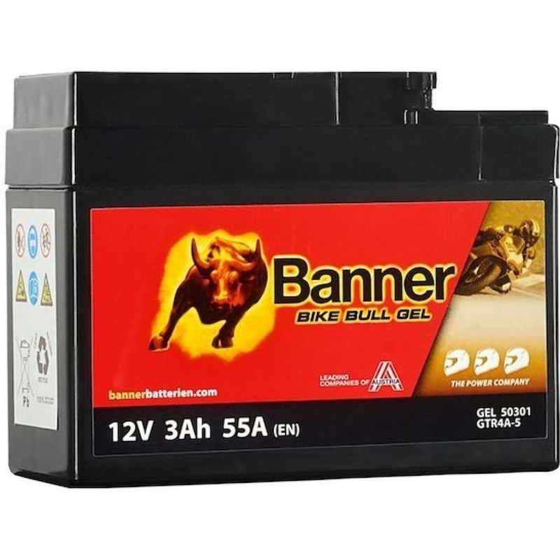 Gel baterija Banner Bike Bull Gel 12V, YTR4A-BS, 3AH, 55A