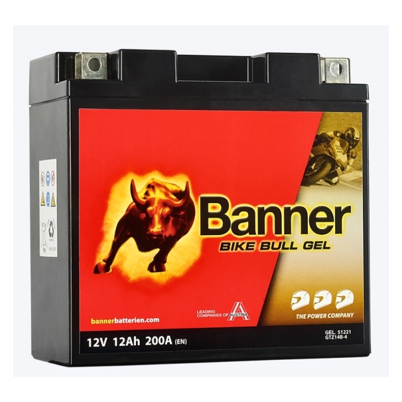 Gel baterija Banner Bike Bull Gel 12V, YT14B-4, 12AH, 200A