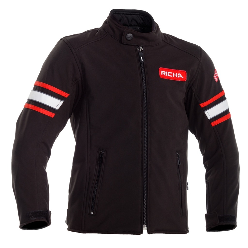 Dječja motoristička jakna RICHA Toulon 2 Softshell crno-crvena rasprodaja
