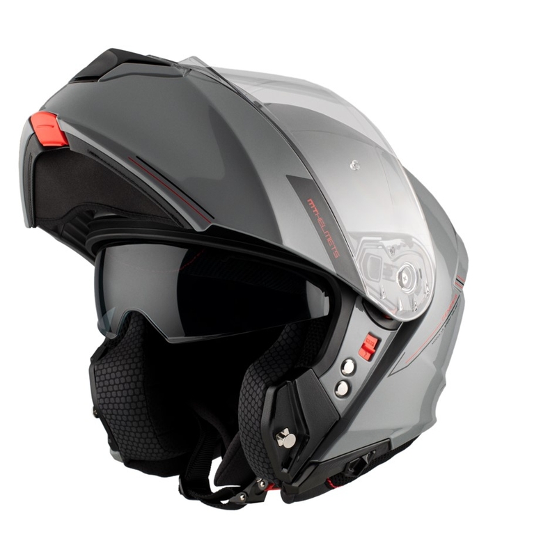 Preklopna motociklistička kaciga MT Genesis SV Solid A12 sjajno siva