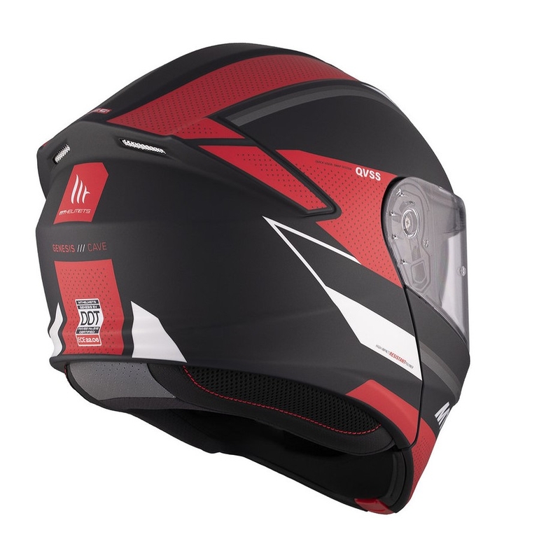 Motociklistička kaciga na preklop MT Genesis SV Cave A5 crno-bijelo-crvena mat