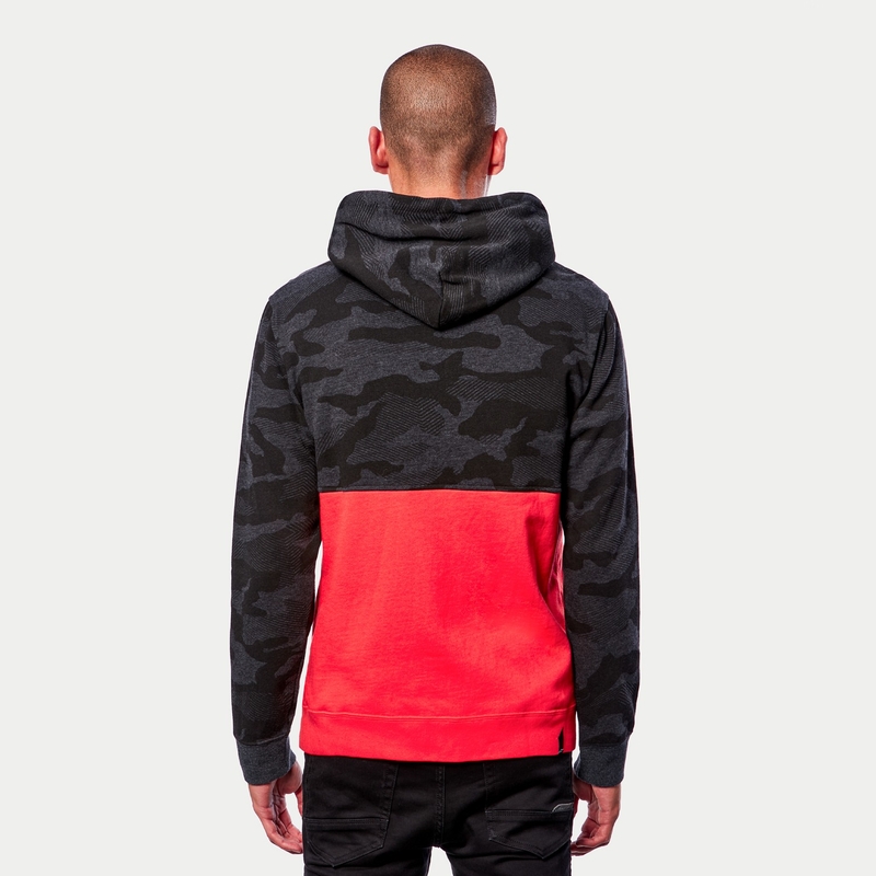 Alpinestars Camo Block majica s kapuljačom, siva, kamuflažno-crvena, fluo