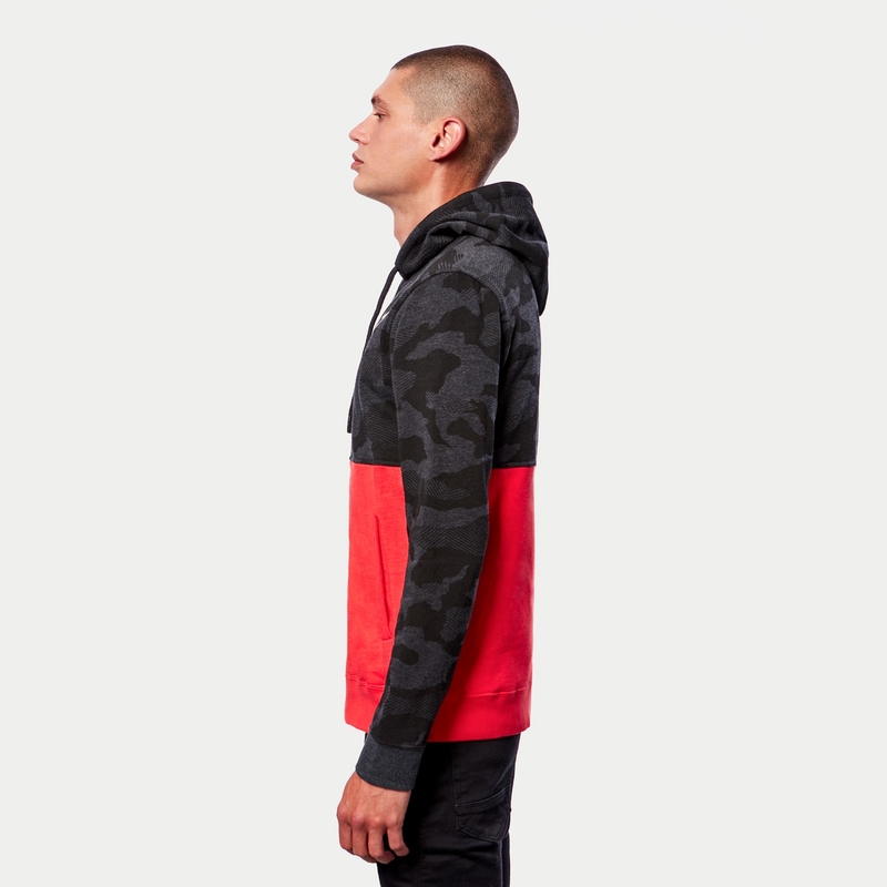 Alpinestars Camo Block majica s kapuljačom, siva, kamuflažno-crvena, fluo