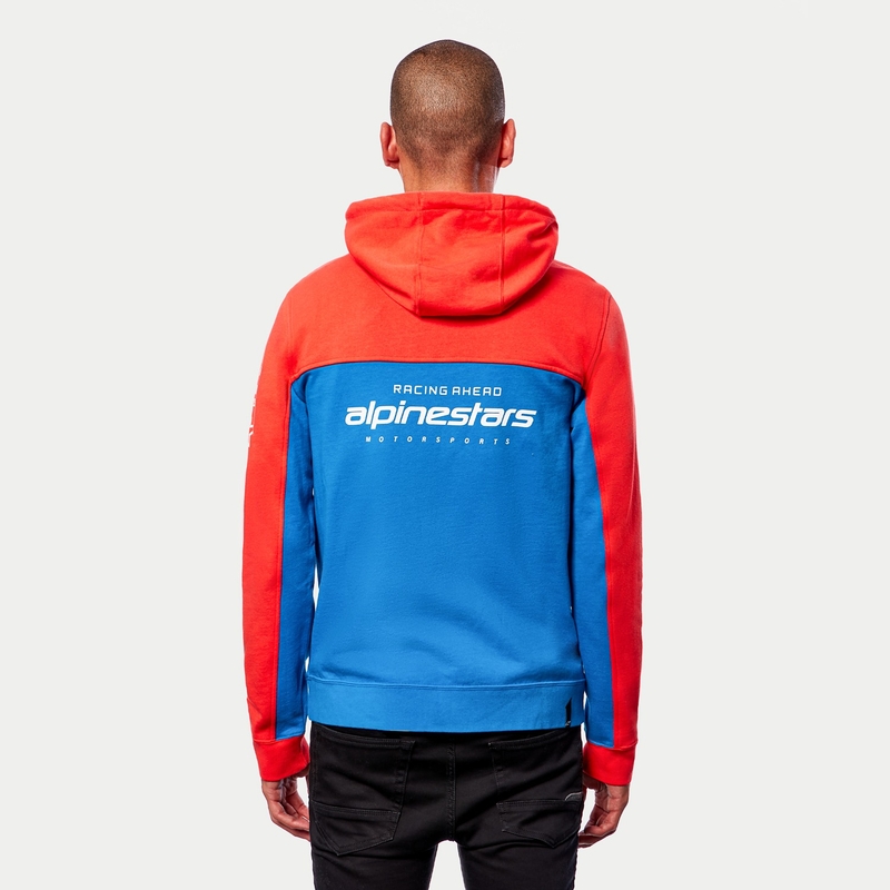 Mikina Alpinestars H Block Hoodie fluo červeno-světle modrá