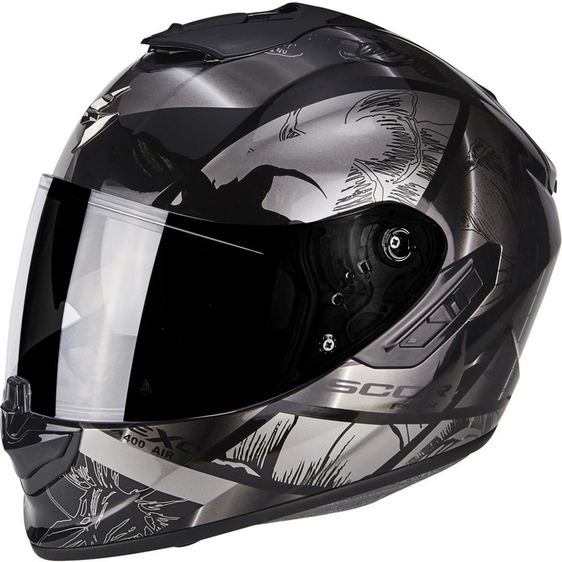Scorpion Exo-1400 Air Patch crna/srebrna motociklistička kaciga za cijelo lice rasprodaja