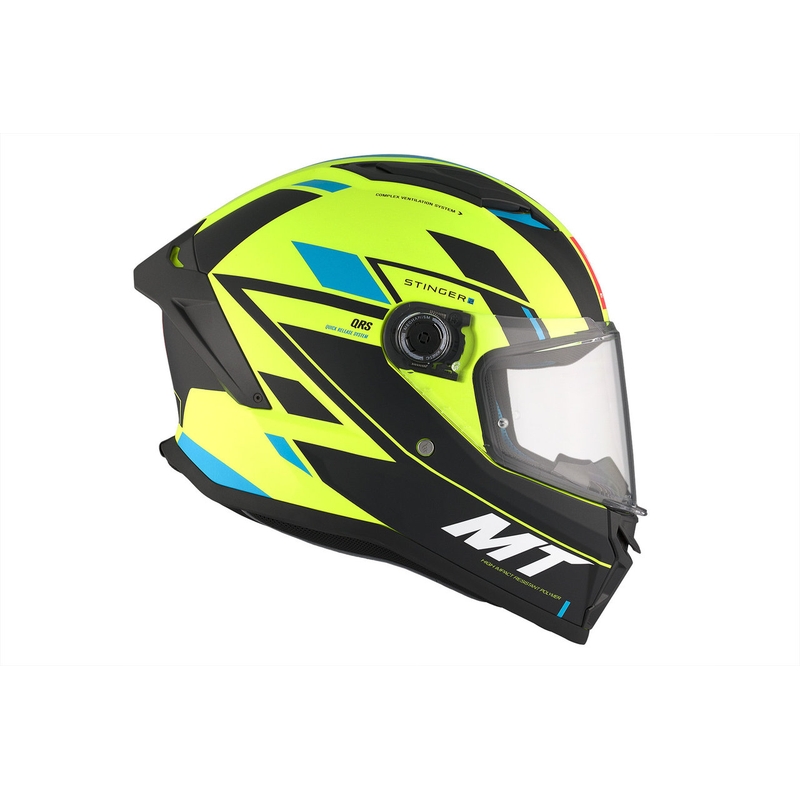 Integralna motociklistička kaciga MT Stinger 2 Solid Zivze fluo zeleno-crno-plava mat