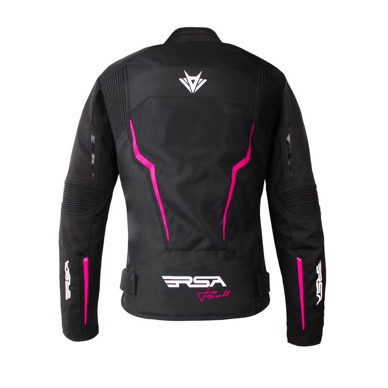 Ženska motoristička jakna RSA Bolt crno-bijelo-roza - II. jakost