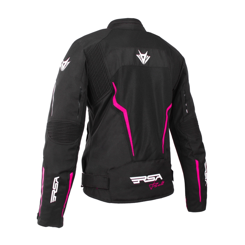 Ženska motoristička jakna RSA Bolt crno-bijelo-roza - II. jakost