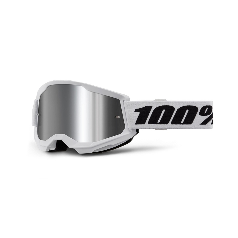 Motokros naočale 100% STRATA 2 Nove bijele (srebrni pleksiglas)