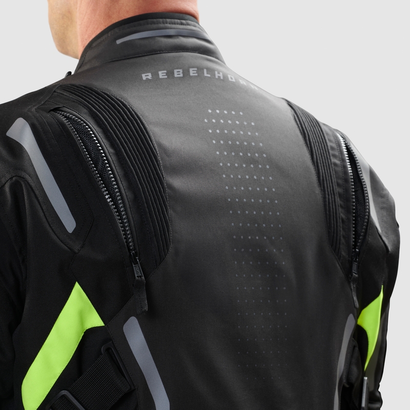 Motociklistička jakna Rebelhorn Hiker IV crna-antracit-fluo žuta