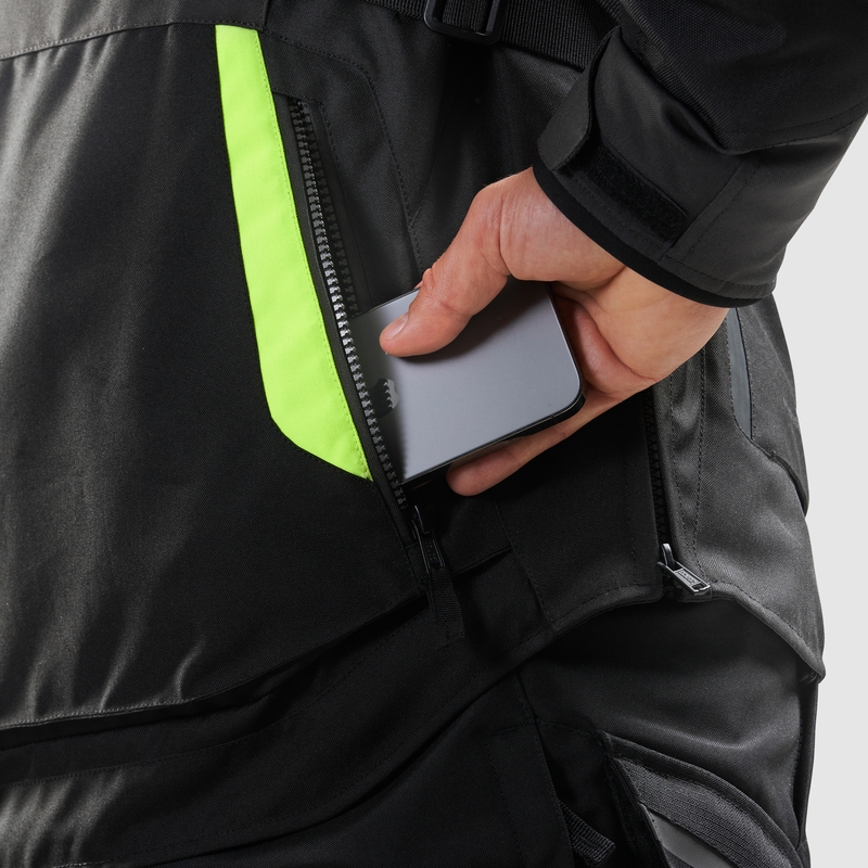 Motociklistička jakna Rebelhorn Hiker IV crna-antracit-fluo žuta