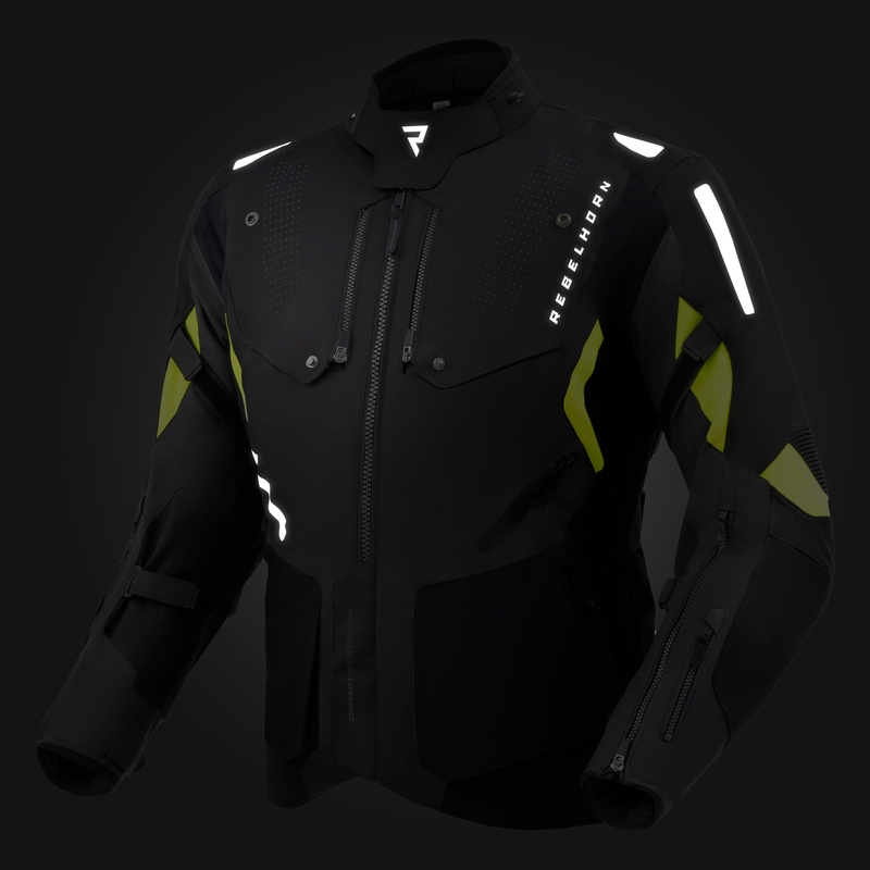 Motociklistička jakna Rebelhorn Hiker IV crna-antracit-fluo žuta