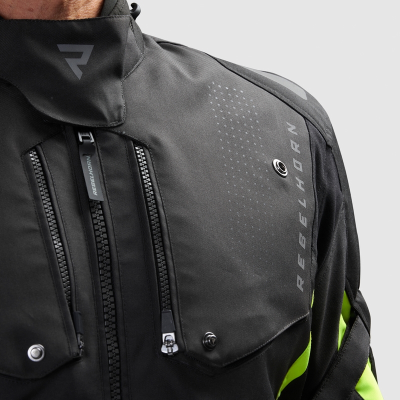 Motociklistička jakna Rebelhorn Hiker IV crna-antracit-fluo žuta