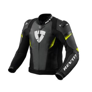 Kožna motociklistička jakna Revit Control crno-fluo žuta