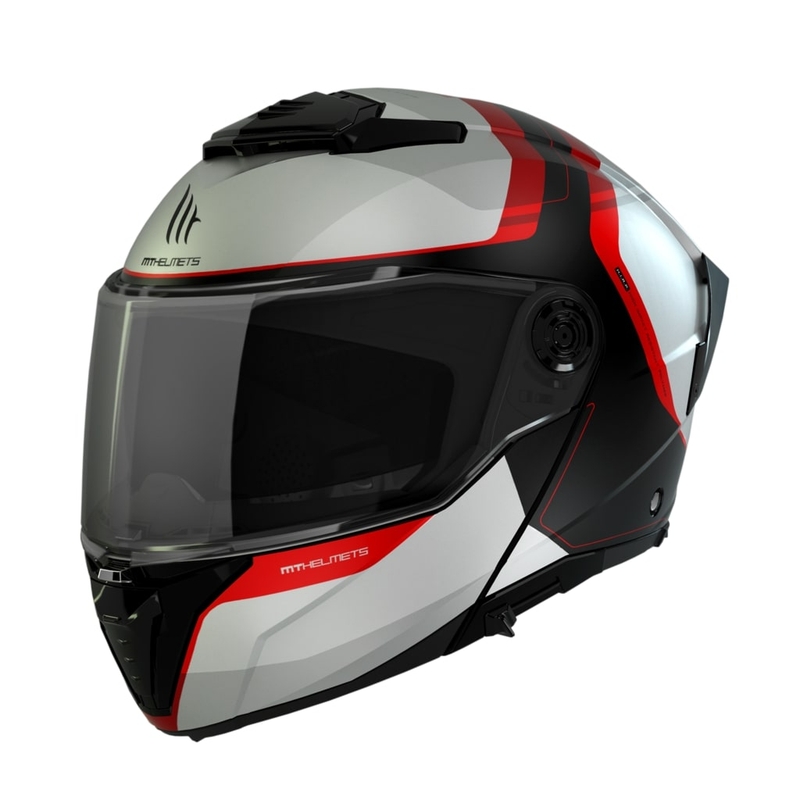 Vyklápěcí helma na motorku MT ATOM 2 SV EMALLA B0 matná bílo-černo-červená