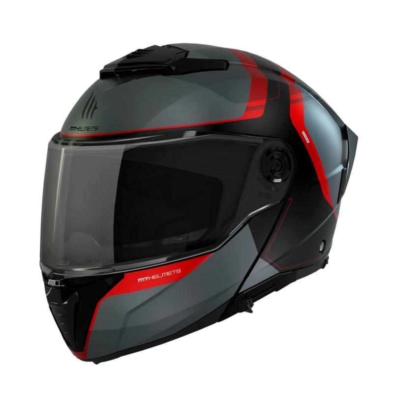 Preklopna motociklistička kaciga MT ATOM 2 SV EMALLA B15 mat sivo-crno-crvena