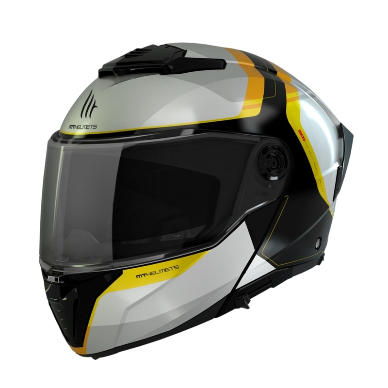Vyklápěcí helma na motorku MT ATOM 2 SV EMALLA B3 bílo-černo žlutá
