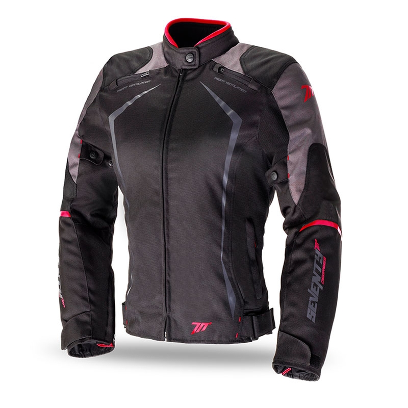 Ženska motoristička jakna SEVENTY DEGREES SD-JR49 crno-crvena