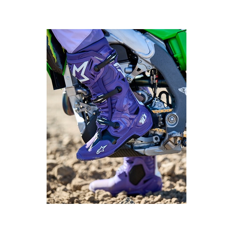 Alpinestars Tech 10 motociklističke čizme ljubičasto-crno-bijele