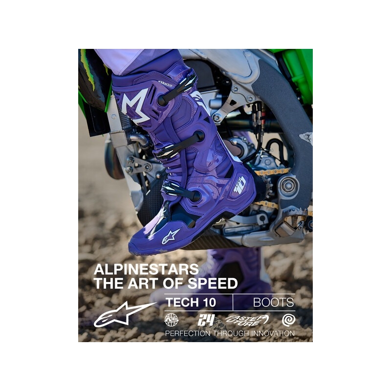 Alpinestars Tech 10 motociklističke čizme ljubičasto-crno-bijele
