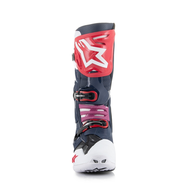 Alpinestars Tech 10 Supervented perforirane motociklističke čizme tamnoplavo-bijelo-crveno-ljubičaste