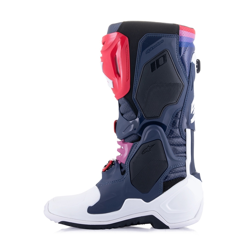 Alpinestars Tech 10 Supervented perforirane motociklističke čizme tamnoplavo-bijelo-crveno-ljubičaste