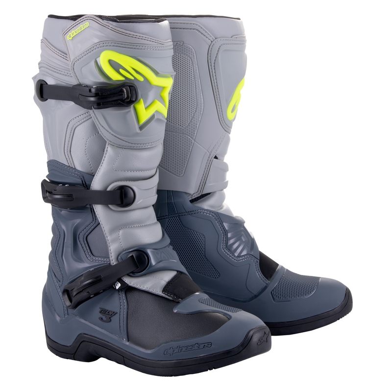Alpinestars Tech 3 motorističke čizme svijetlo sivo-crno-fluo žute