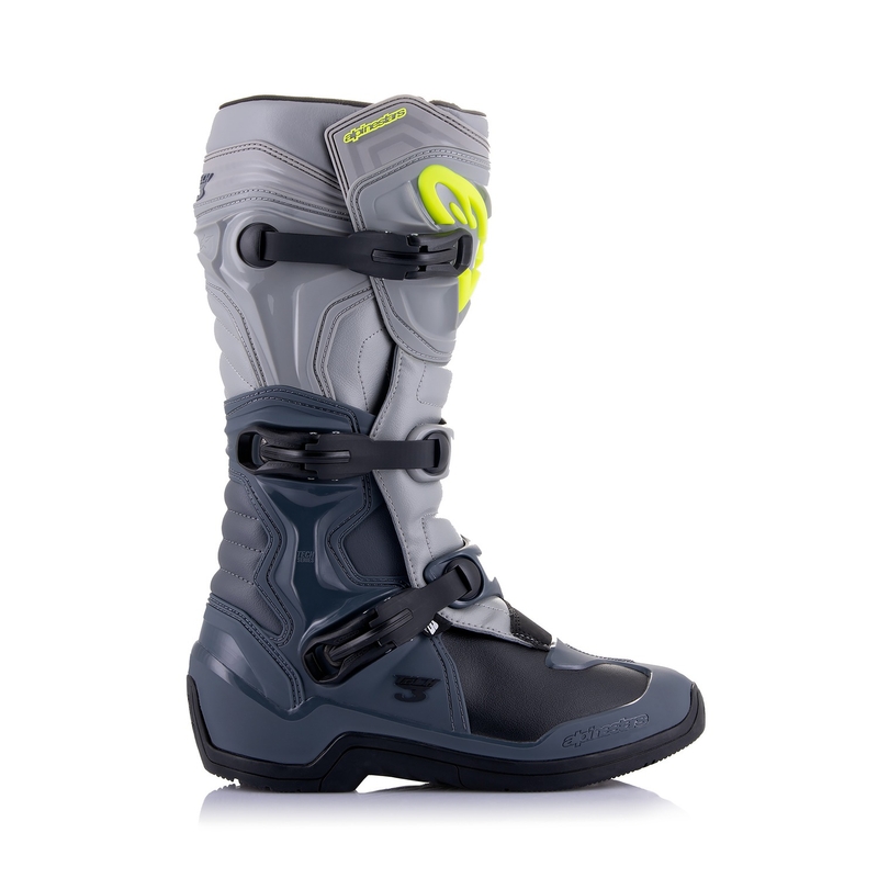 Alpinestars Tech 3 motorističke čizme svijetlo sivo-crno-fluo žute