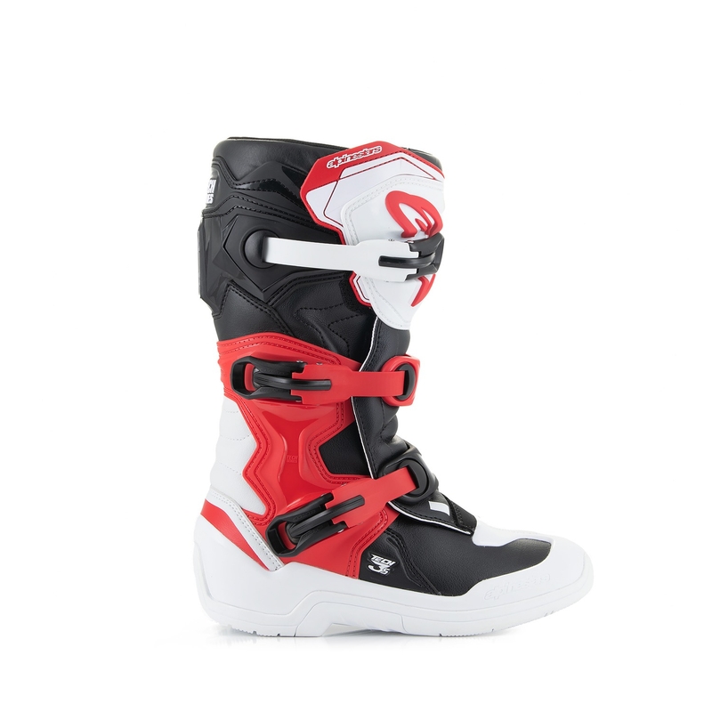 Dječje motociklističke čizme Alpinestars Tech 3S Youth bijelo-crno-crvene