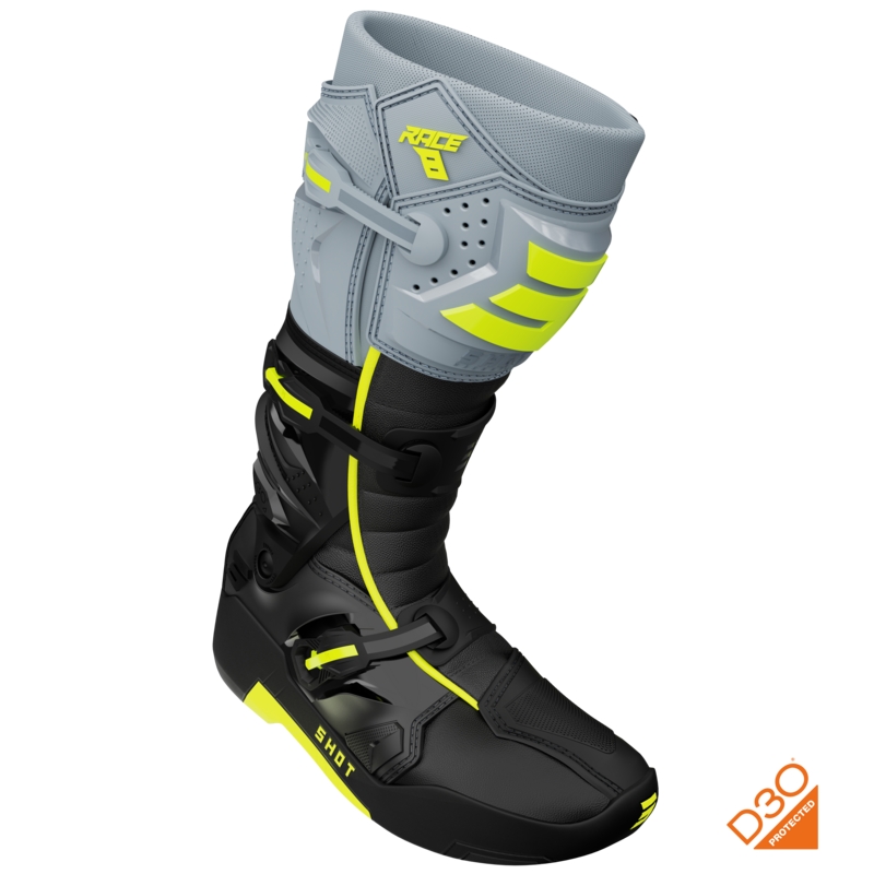 Shot Race 8 motokros čizme crno-sive-fluo žute
