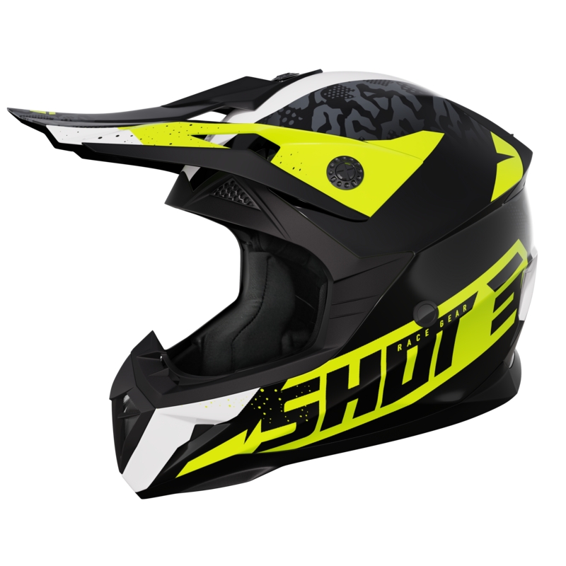 Motokrosová helma na motorku Shot Pulse Airfit černo-bílo-fluo žlutá lesklá rasprodaja