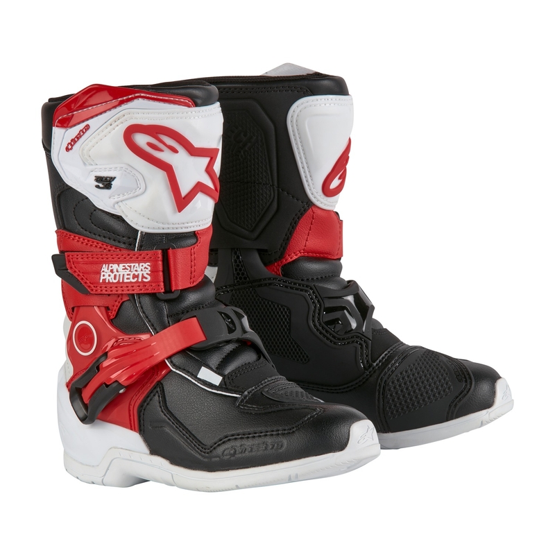 Alpinestars Tech 3S dječje motociklističke čizme crno-bijelo-crvene