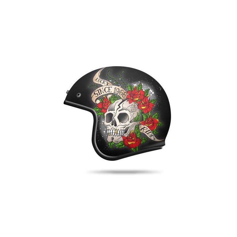 Otvorena motociklistička kaciga MT LeMans SV Skull &amp; Rose crvena