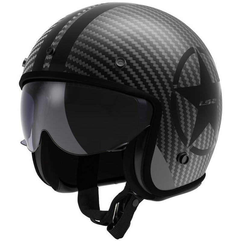 Otvorena motociklistička kaciga LS2 OF601 Bob II Carbon Star crna mat