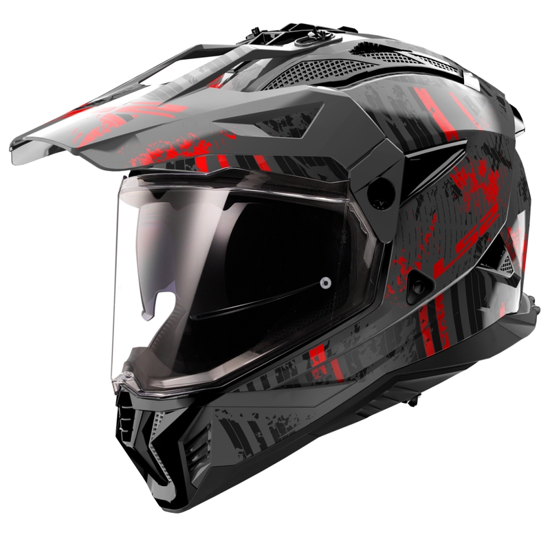 Enduro motociklistička kaciga LS2 MX702 PIONEER II CRAZY crno-crvena