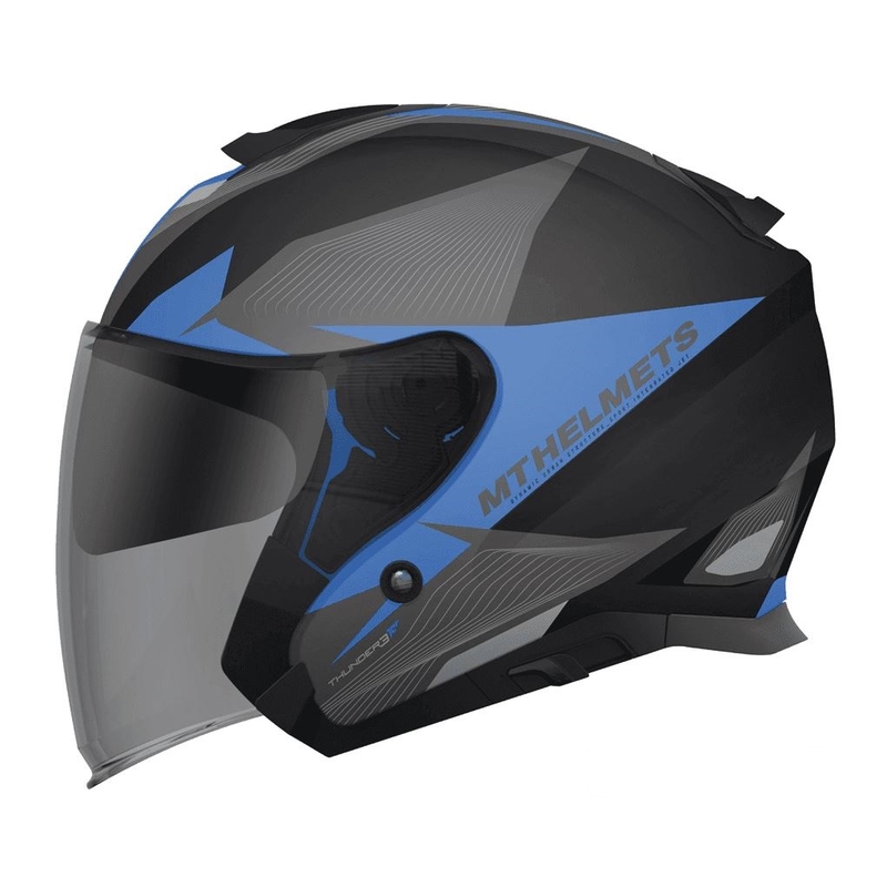 Otvorena motociklistička kaciga MT Thunder SV Jet Wing crna mat-plava